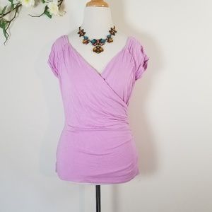 WHBM Purple Wrap Top - M